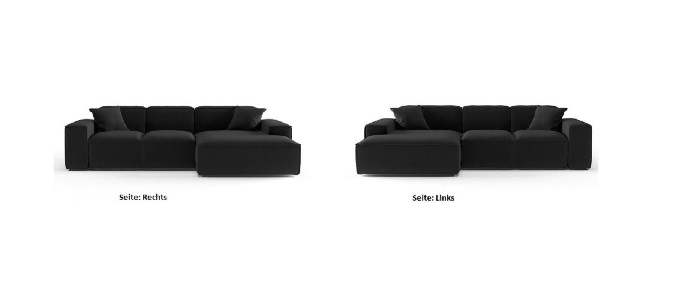 CESINA mane, Ecksofa mit Zierkissen, Anthrazit Möbel Designersofa Look Vintage Rundumbezug Fun 2 inkl.