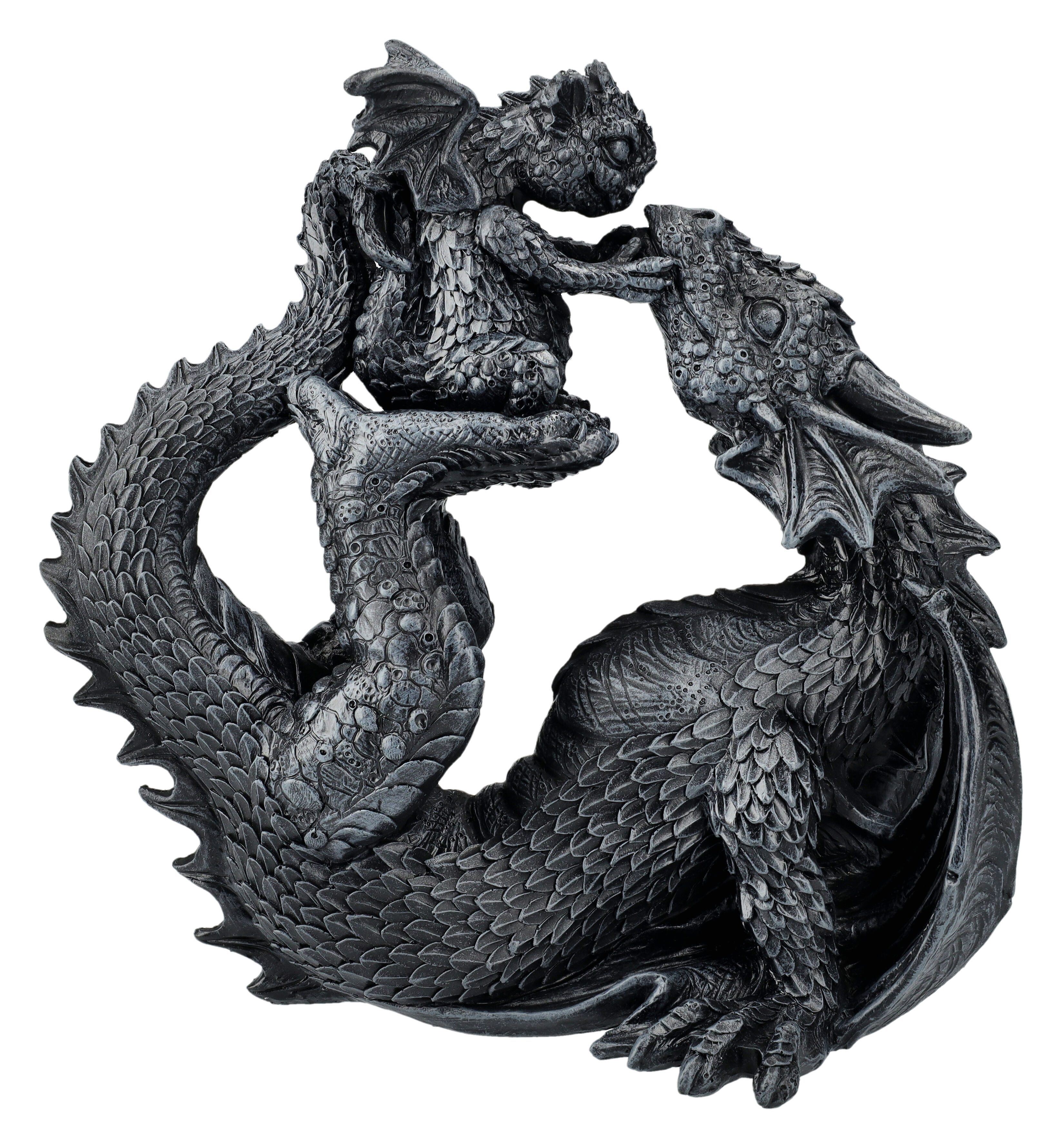 Figuren Shop GmbH Fantasy-Figur Drachenmama mit Baby – Fantasy Dekofigur Skulptur 22 cm Drache Deko