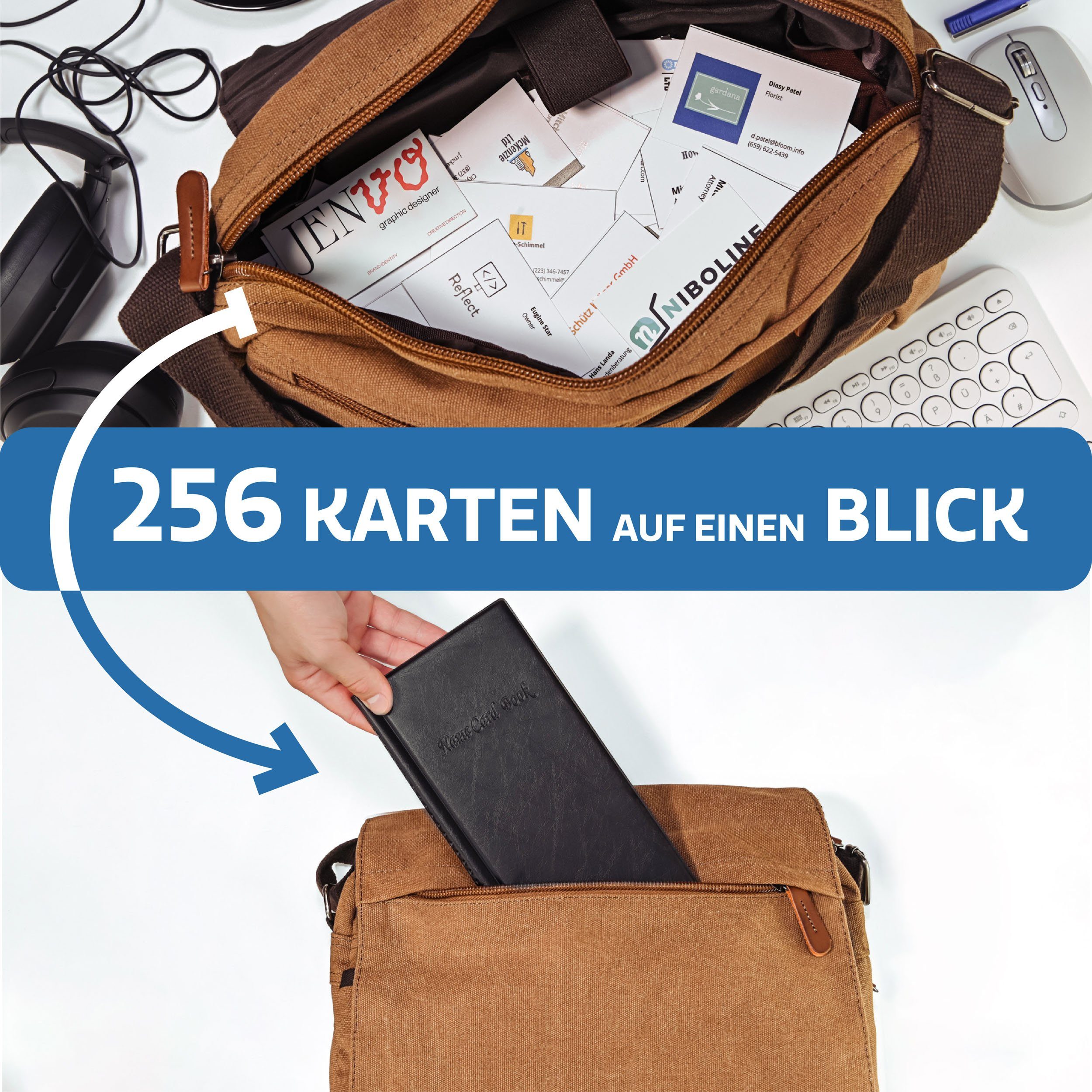 Thumbnail - Praknu Visitenkarten Visitenkartenmappe 256 Karten, 256 Karten I Kompakt - Sicher I Hochwertige Visitenkarten Aufbewahru...
