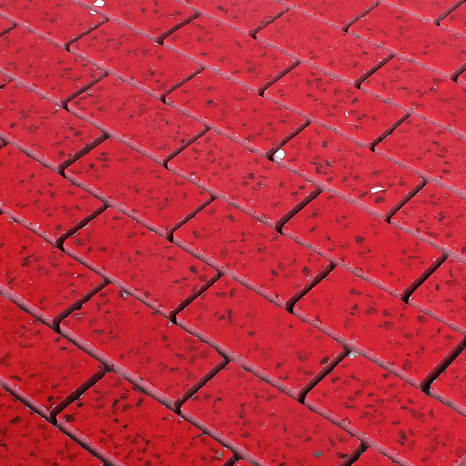 Mosafil Mosaikfliesen Mosaikfliesen Kunstharz Quarz Rot, Naturstein-Quarzkomposit 30.000x30.000, rot, Verlegefertig auf ein Netz geklebt - Wasserfest