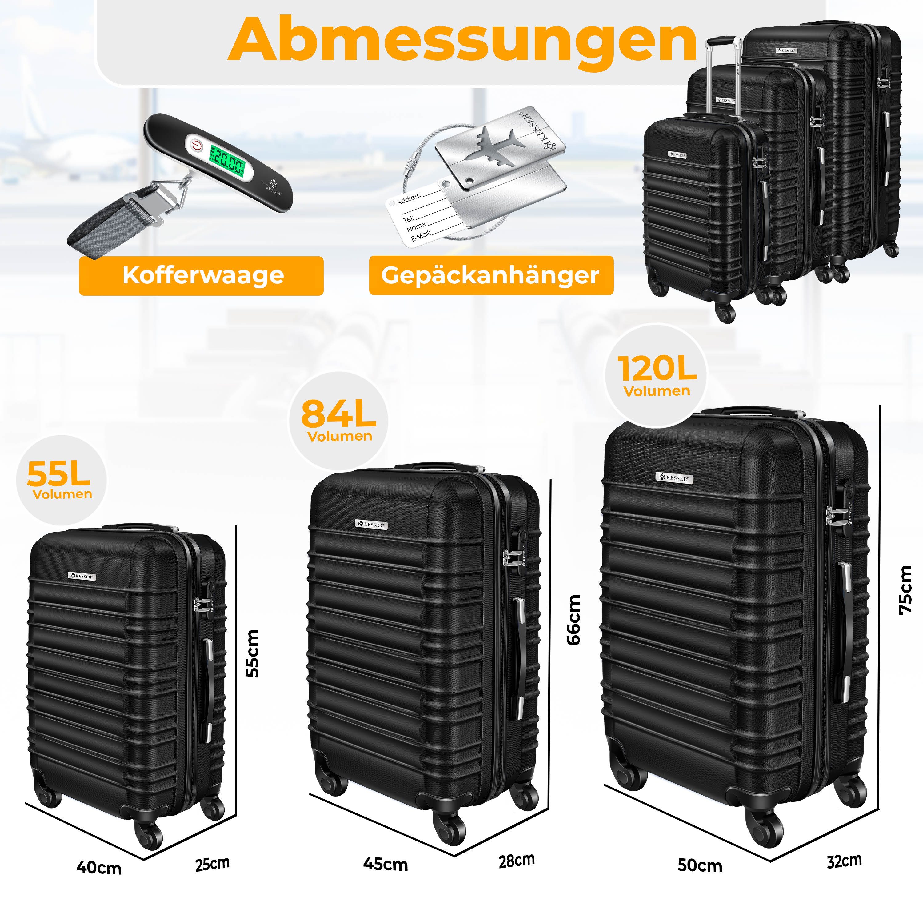KESSER Kofferset, 4 Rollen, (3 tlg), günstig online kaufen