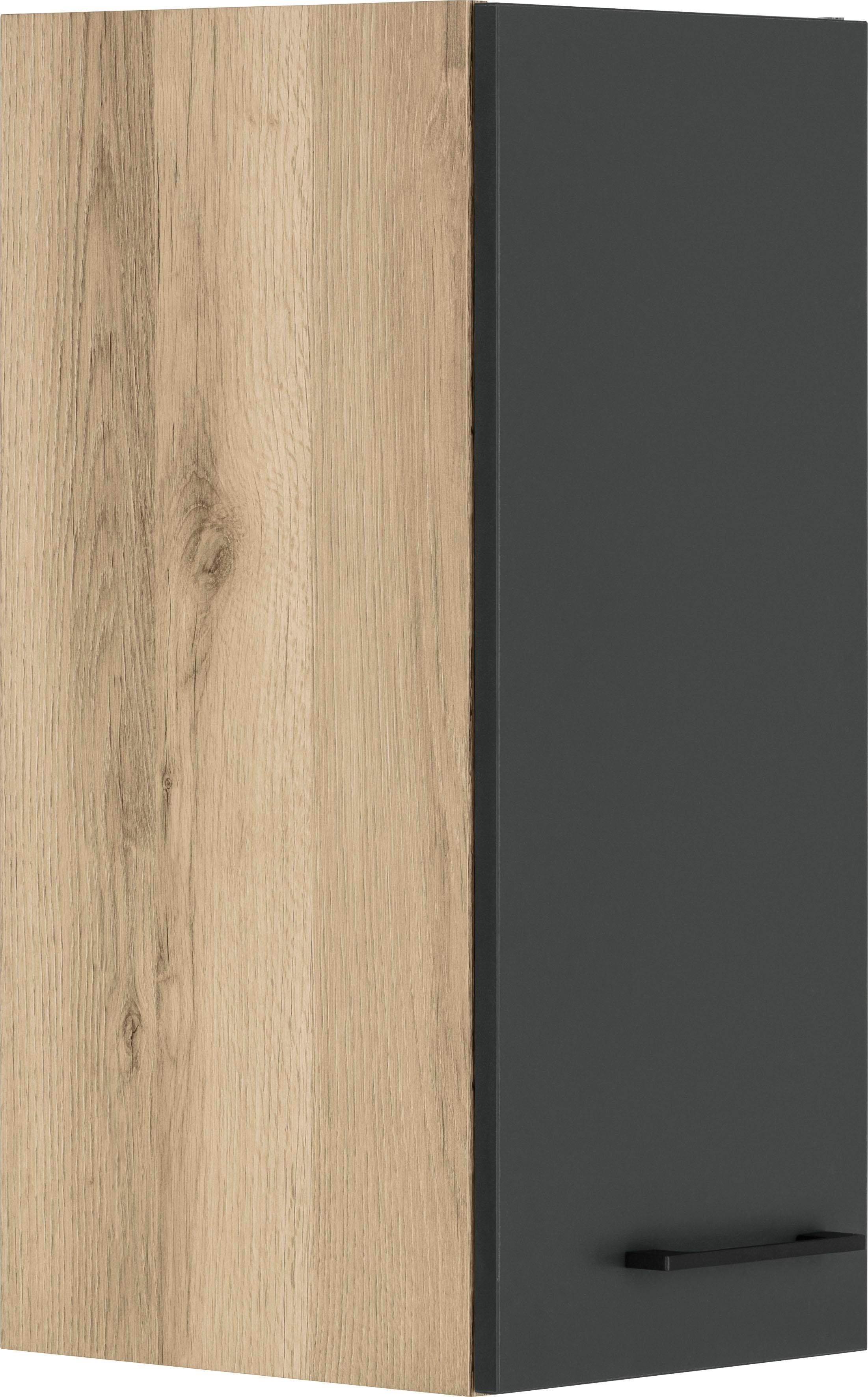 OPTIFIT Hängeschrank Tokio 30 cm breit, mit 1 Tür, mit Metallgriff anthrazit | wildeichefarben