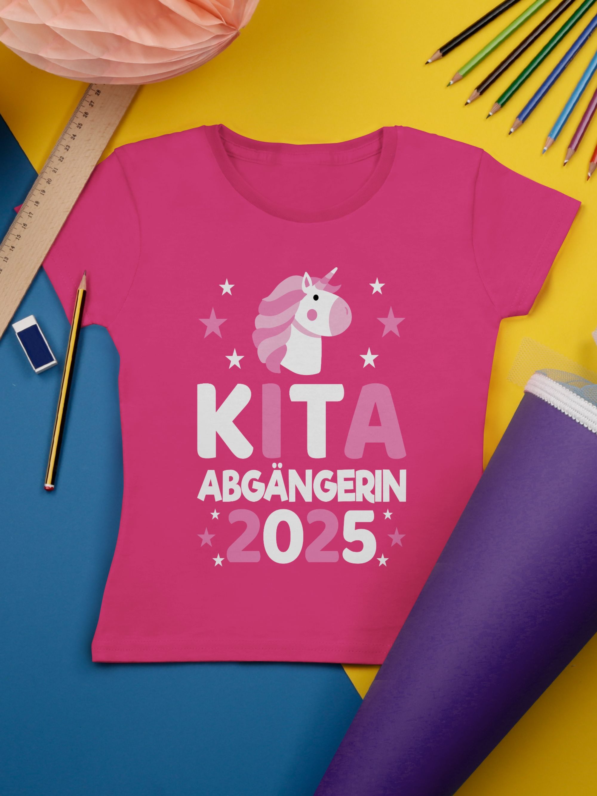 Shirtracer T-Shirt Kita Abgängerin 2025 Einhorn Einschulung Mädchen