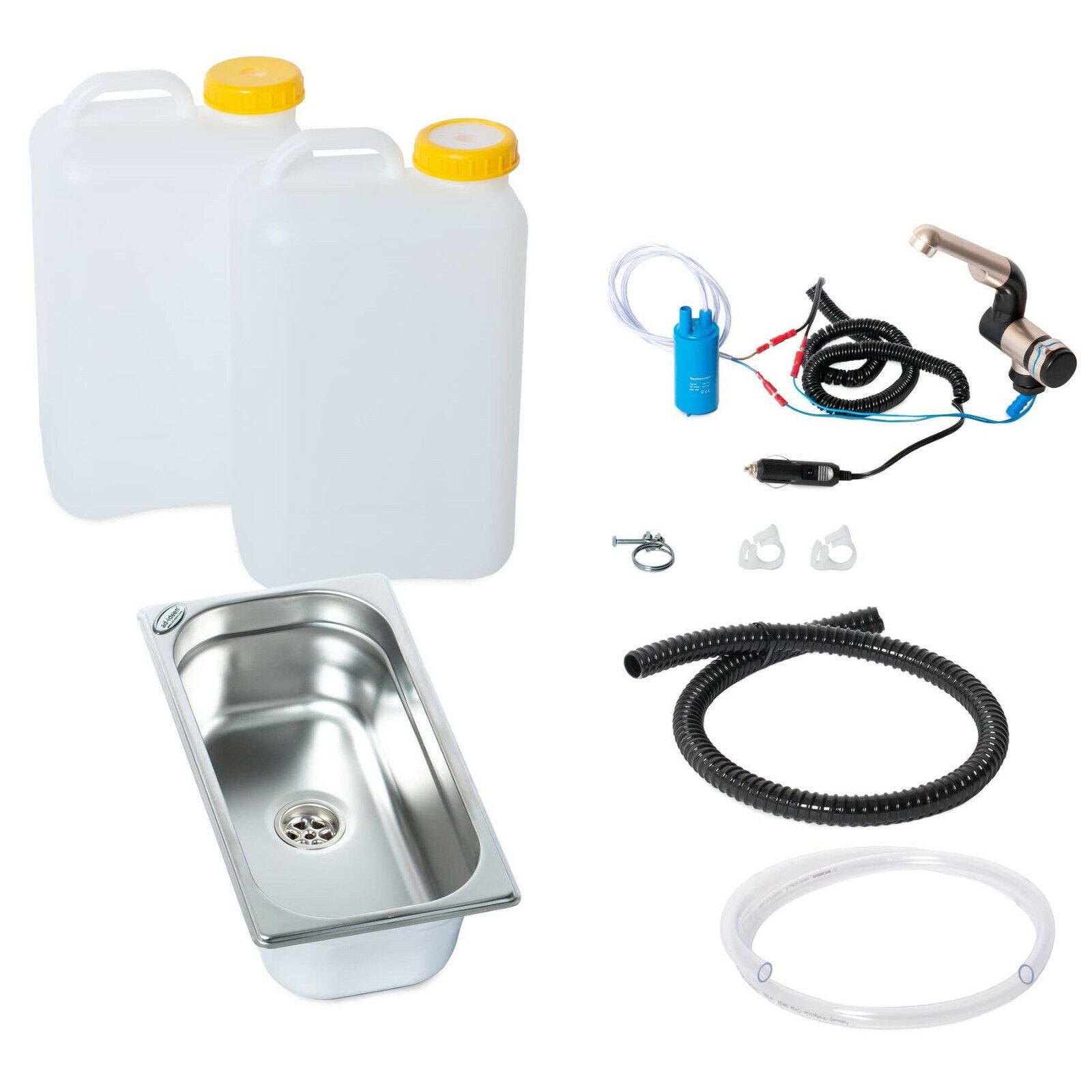 ad-ideen Waschbecken 12V Camping Spüle Bausatz 325x176x100mm 19L Vito T5