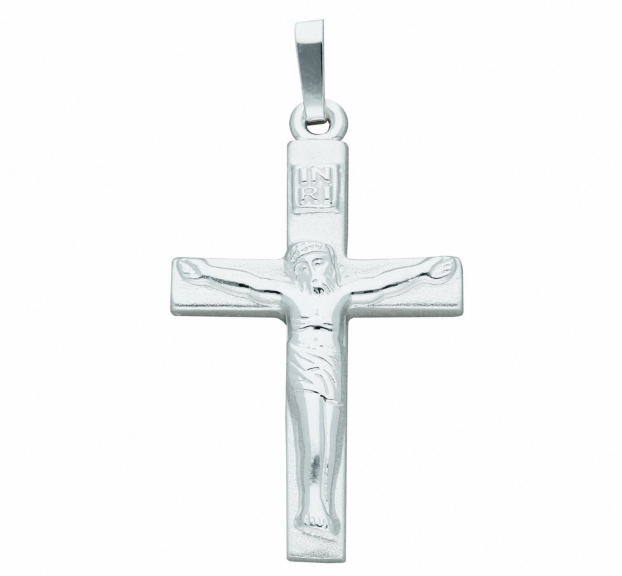 Adelia´s Kette mit Anhänger 925 Silber Kreuz Anhänger Korpus, Schmuckset -  Set mit Halskette, Anhänger - gefertigt aus: 925 Sterling Silber rhodiniert