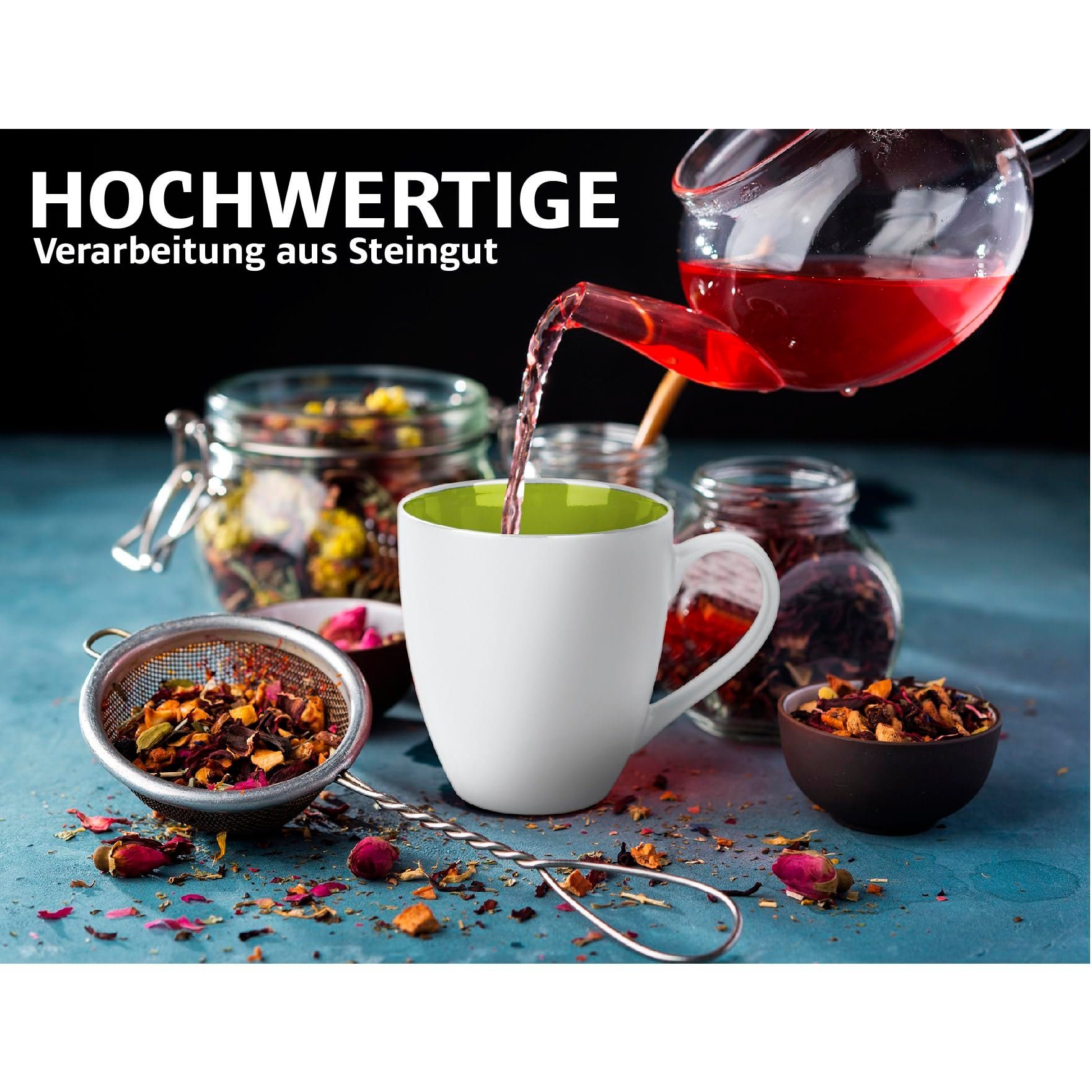 MiaMio Tasse Kaffeetassen Set Le Papillon Kollektion (Außen Weiß)