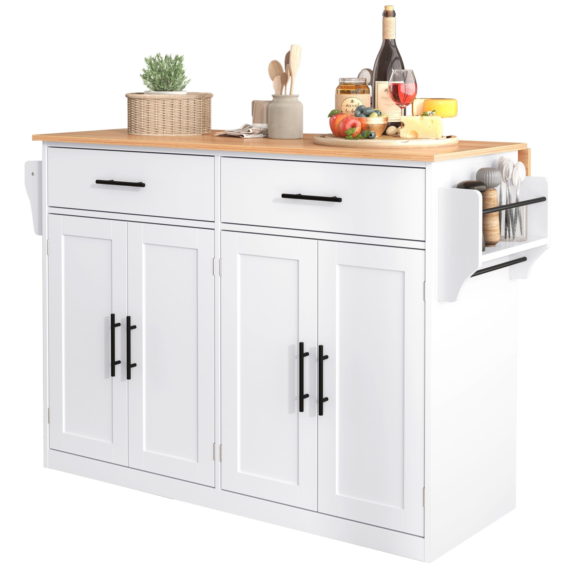 Ulife Servierwagen mit klappbarer Tischplatte, 120x46(71)x91,5 günstig online kaufen