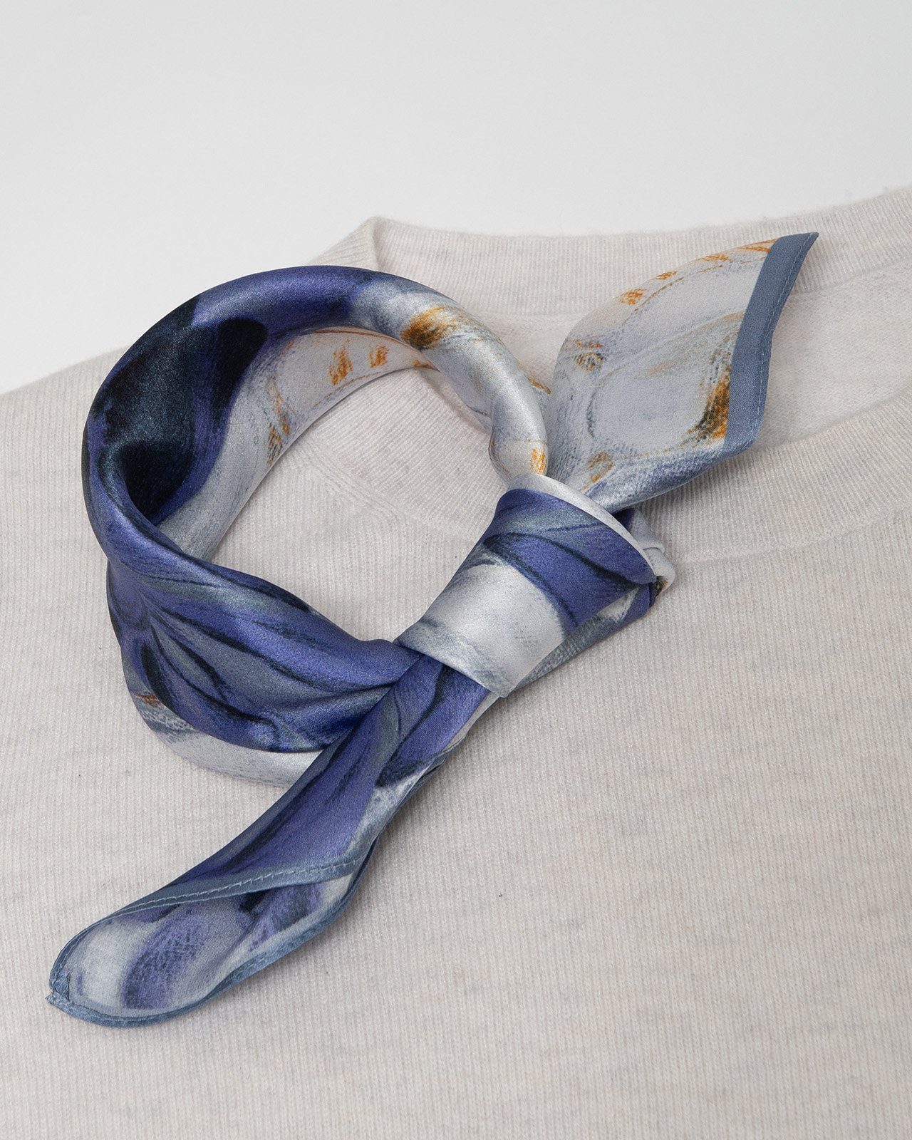 MayTree Seidentuch Nickituch quadratisch, Sommerbluete 53x53 cm, blau, (Stü günstig online kaufen