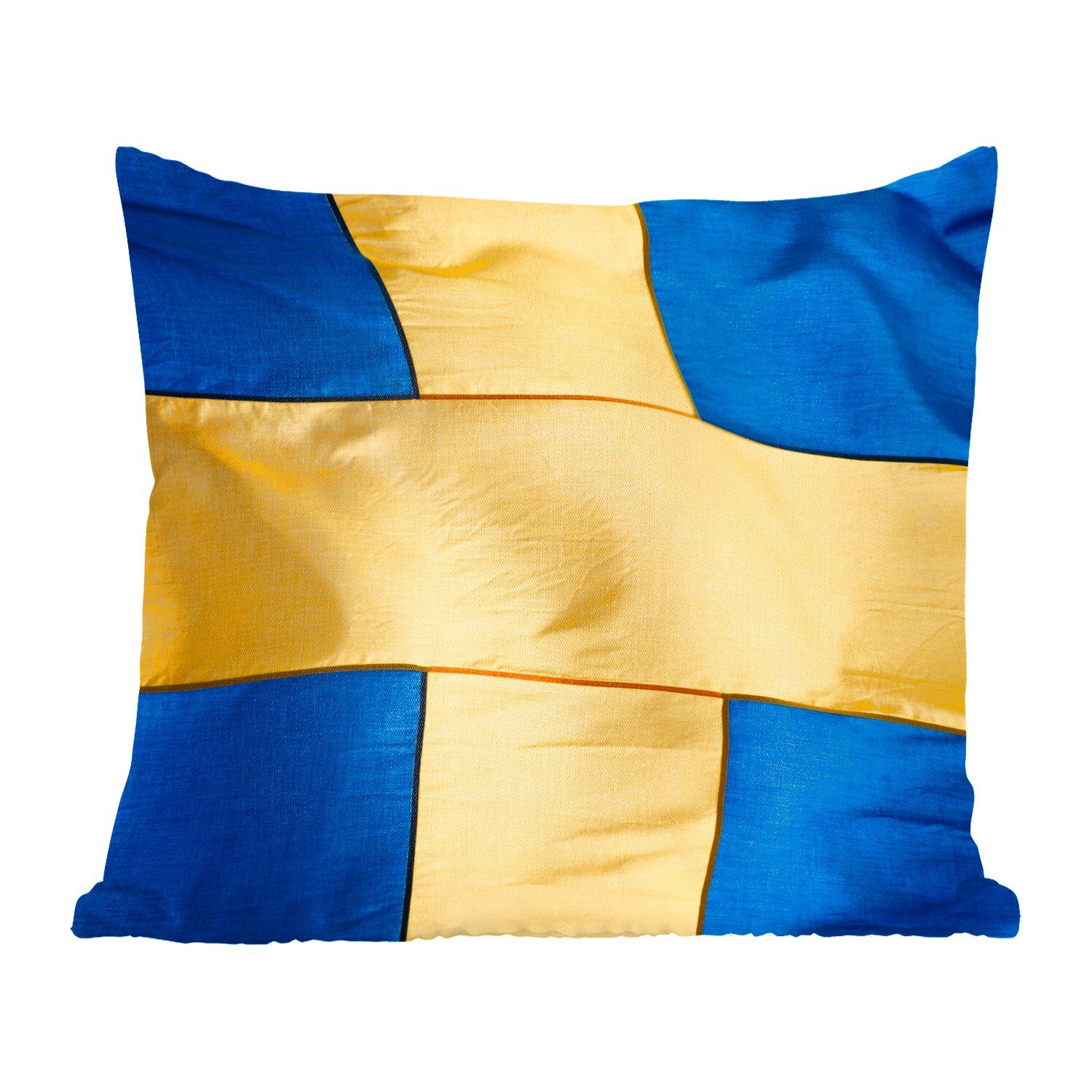 MuchoWow Dekokissen Nahaufnahme der Flagge von Schweden, Zierkissen mit Füllung für Wohzimmer, Schlafzimmer, Deko, Sofakissen