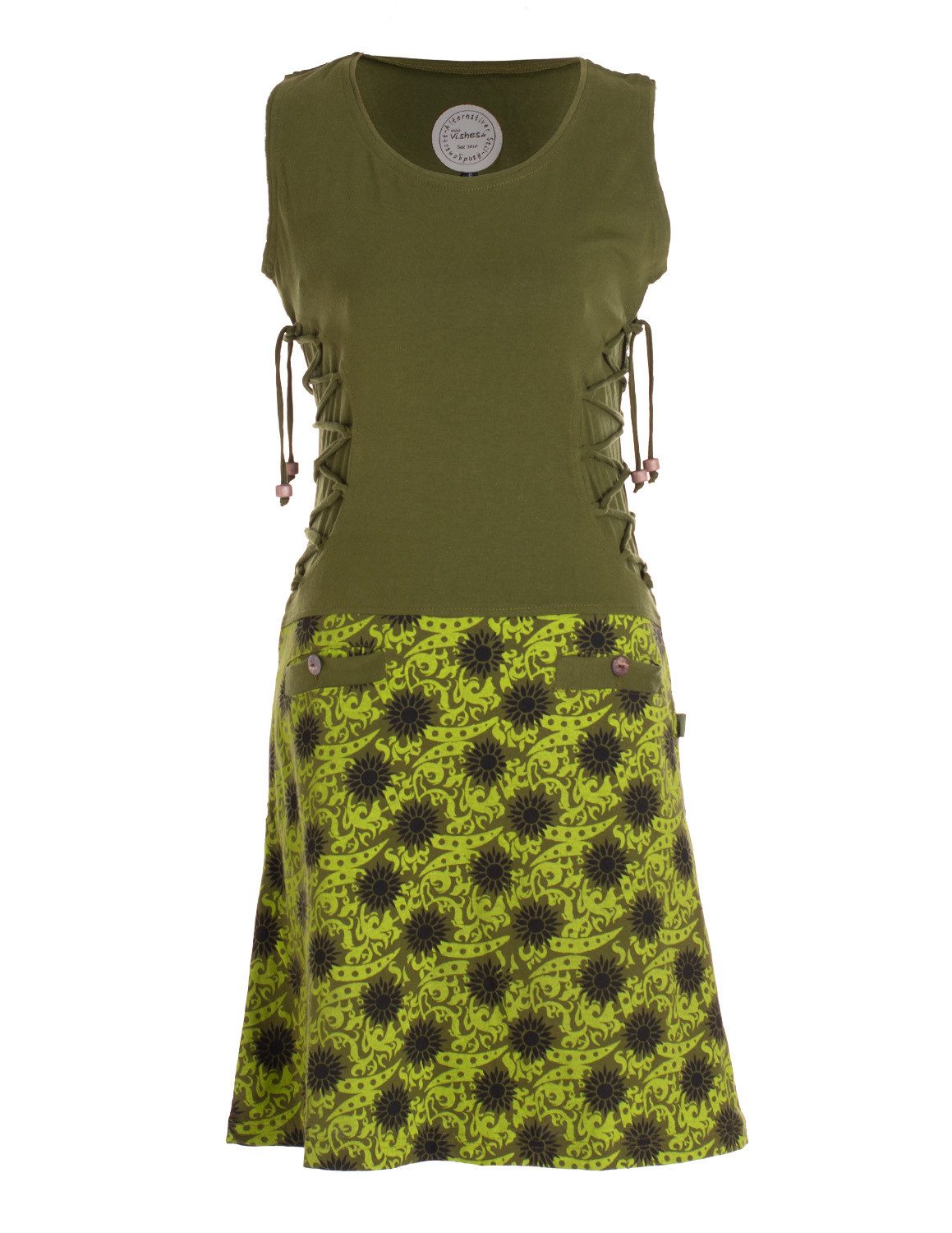 Vishes Minikleid Damen Sommerkleid armlos-es Blumen-Kleid Tunika-Kleid T-Shirtkleid Boho, Goa, Guru Style