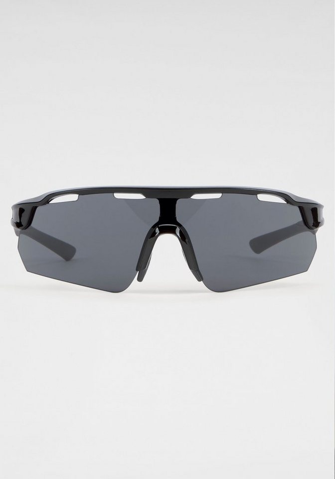 BACK IN BLACK Eyewear Sonnenbrille mit gebogenen Gläsern, Mit Luftlöchern  über den Gläsern