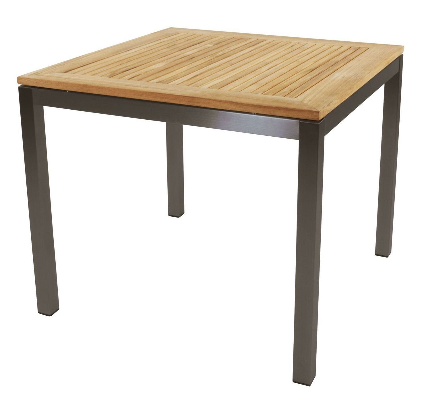 Lesli Living Gartentisch Lesli Living Diningtisch "Marmaris" Teak mit Edelstahl 90x90cm