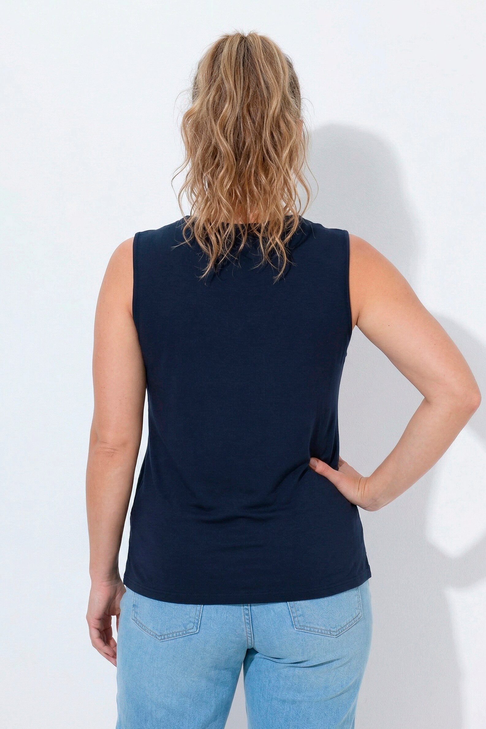 Ulla Popken Longtop Top Rippjersey Slim Rundhals ärmellos