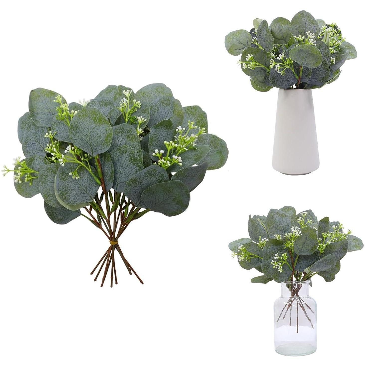 Kunstzweig 15 St. Kunst-Eukalyptus Deko Grün/Grau, LuxusKollektion, Höhe 1 cm
