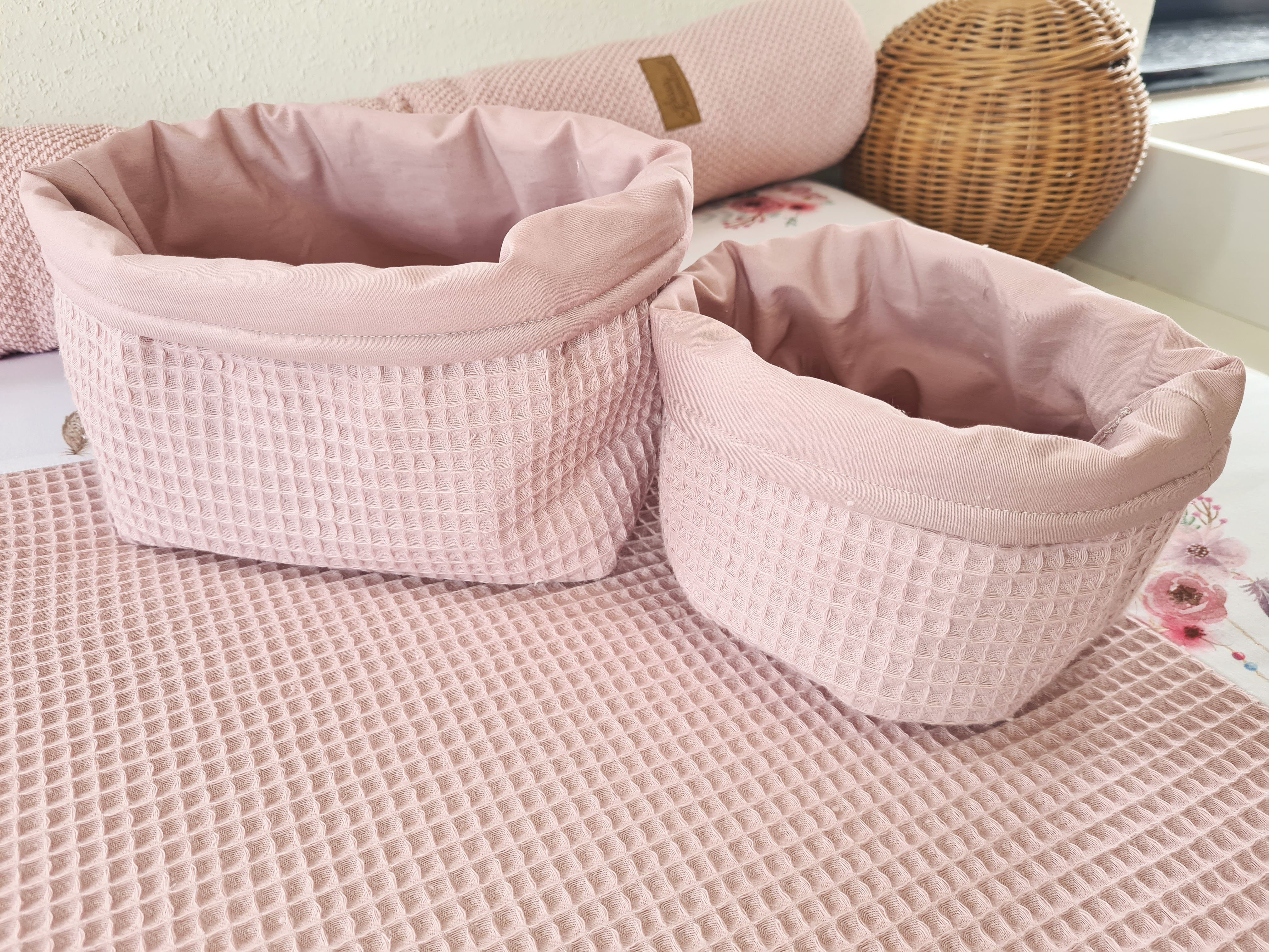 Aufbewahrungskorb Sissis Traumland 2er Set Utensilo Wickeltisch Baby, uni altrosa