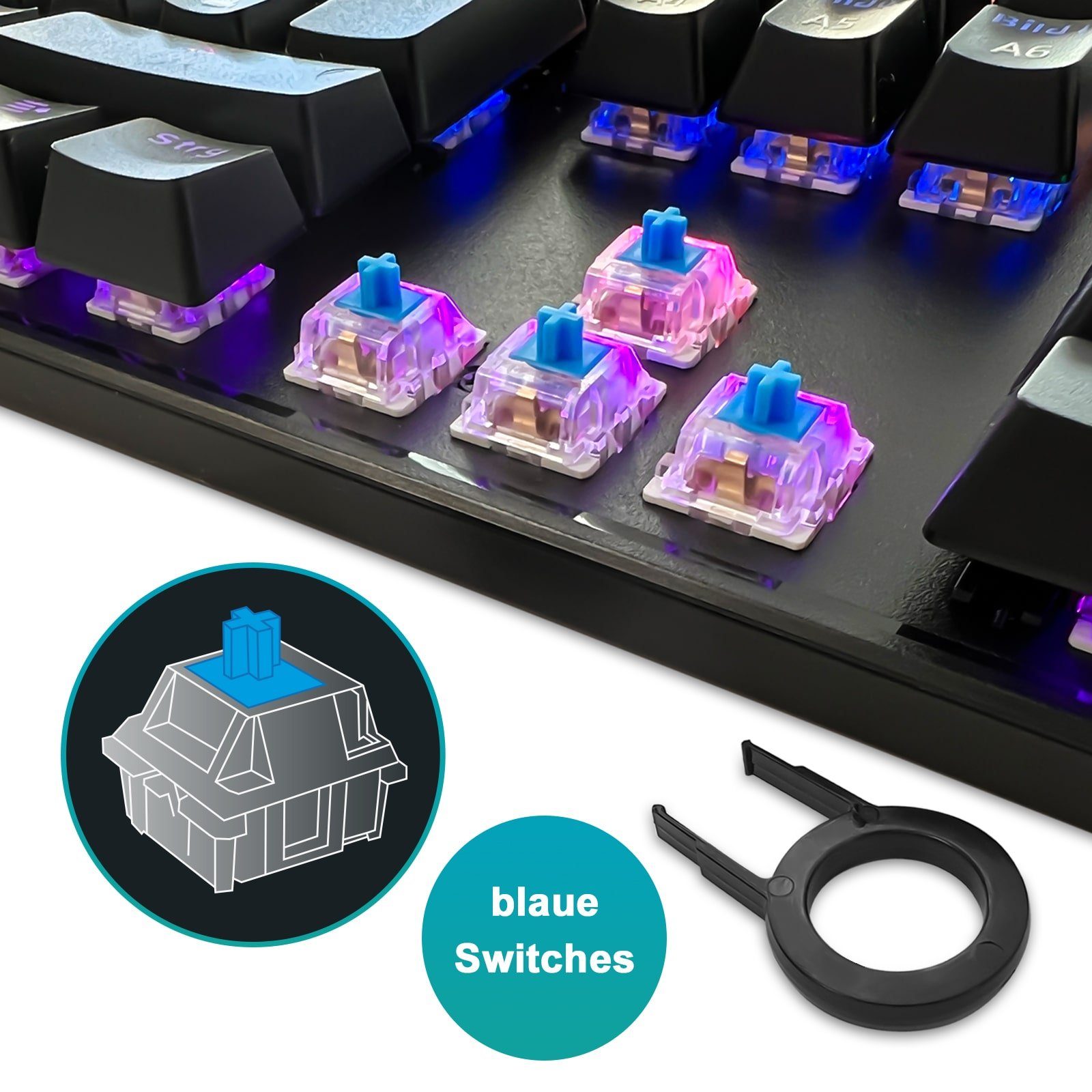 EAXUS Mechanische Gaming Tastatur + Ergonon Vertikale Hochkantmaus Tastatur- und Maus-Set, (Set aus Tastatur + Maus), ergonomische Maus – Bild 5 von 5