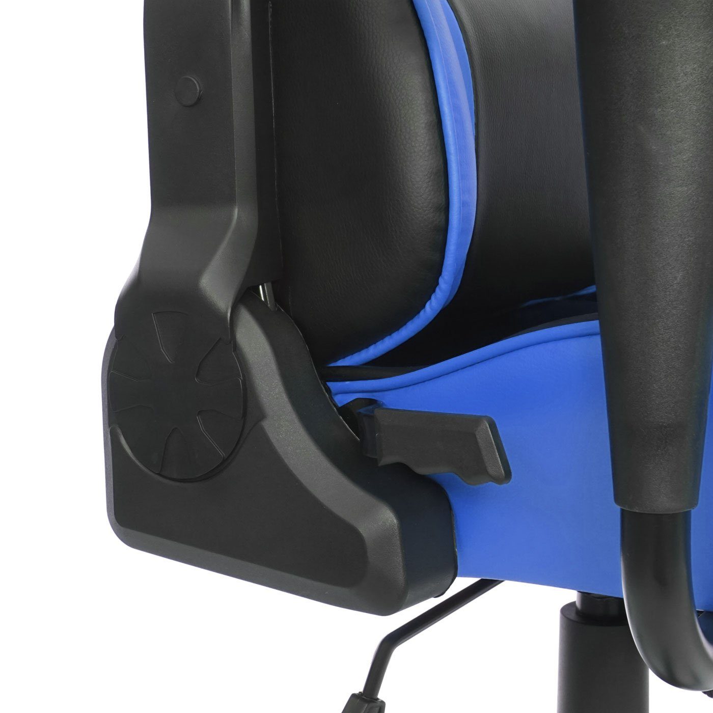 schwarz,blau Schreibtischstuhl MCW Wippmechanik Nackenkissen Sitz, Inkl. MCW-D25-K, Höhenverstellbarer einstellbar,