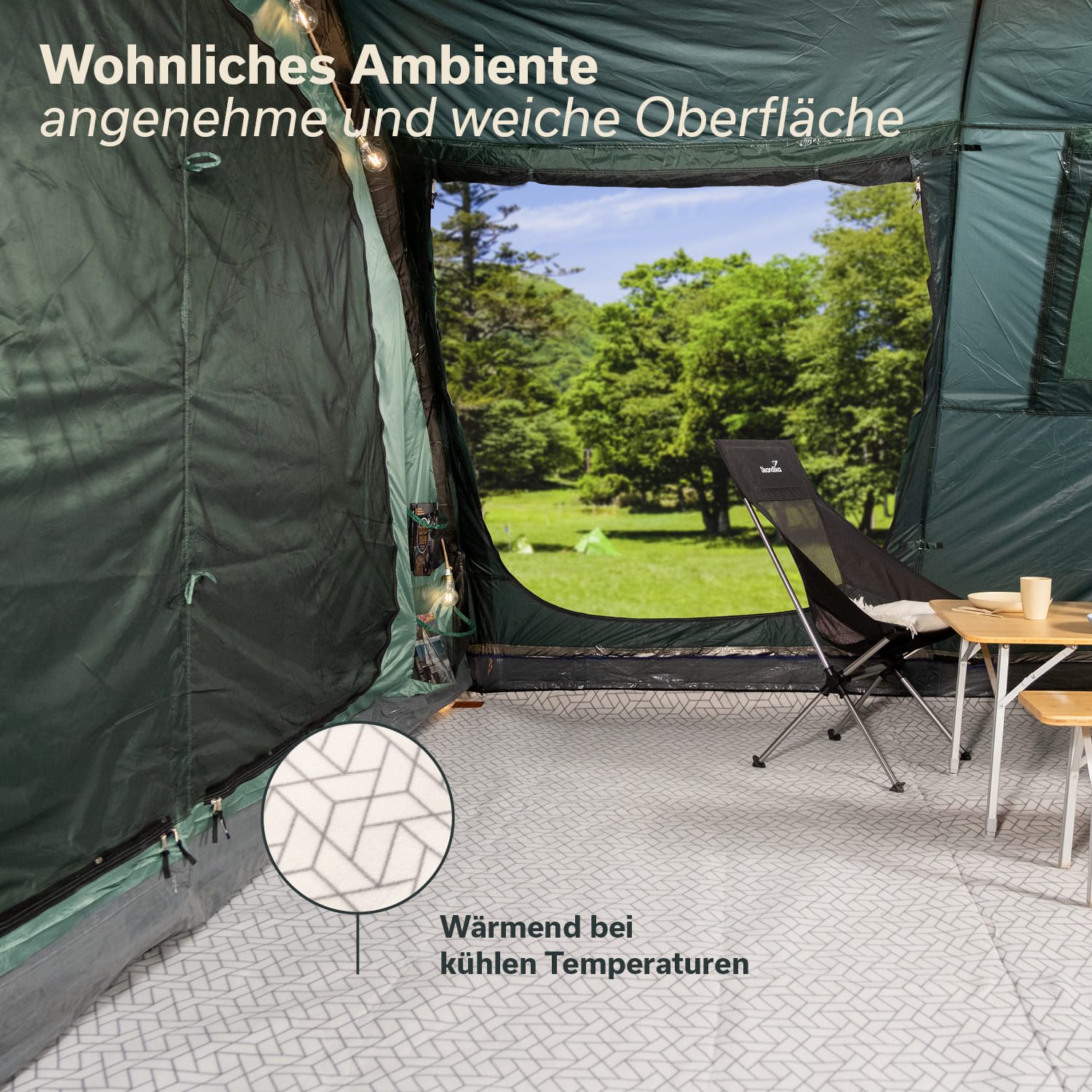 Skandika Zeltteppiche Lindal, Outdoor Teppich mit Softtouch-Fleece, Campingteppich, Zeltunterlage, wetterfest, wasserdicht, Tragetasche mit Reißverschluss