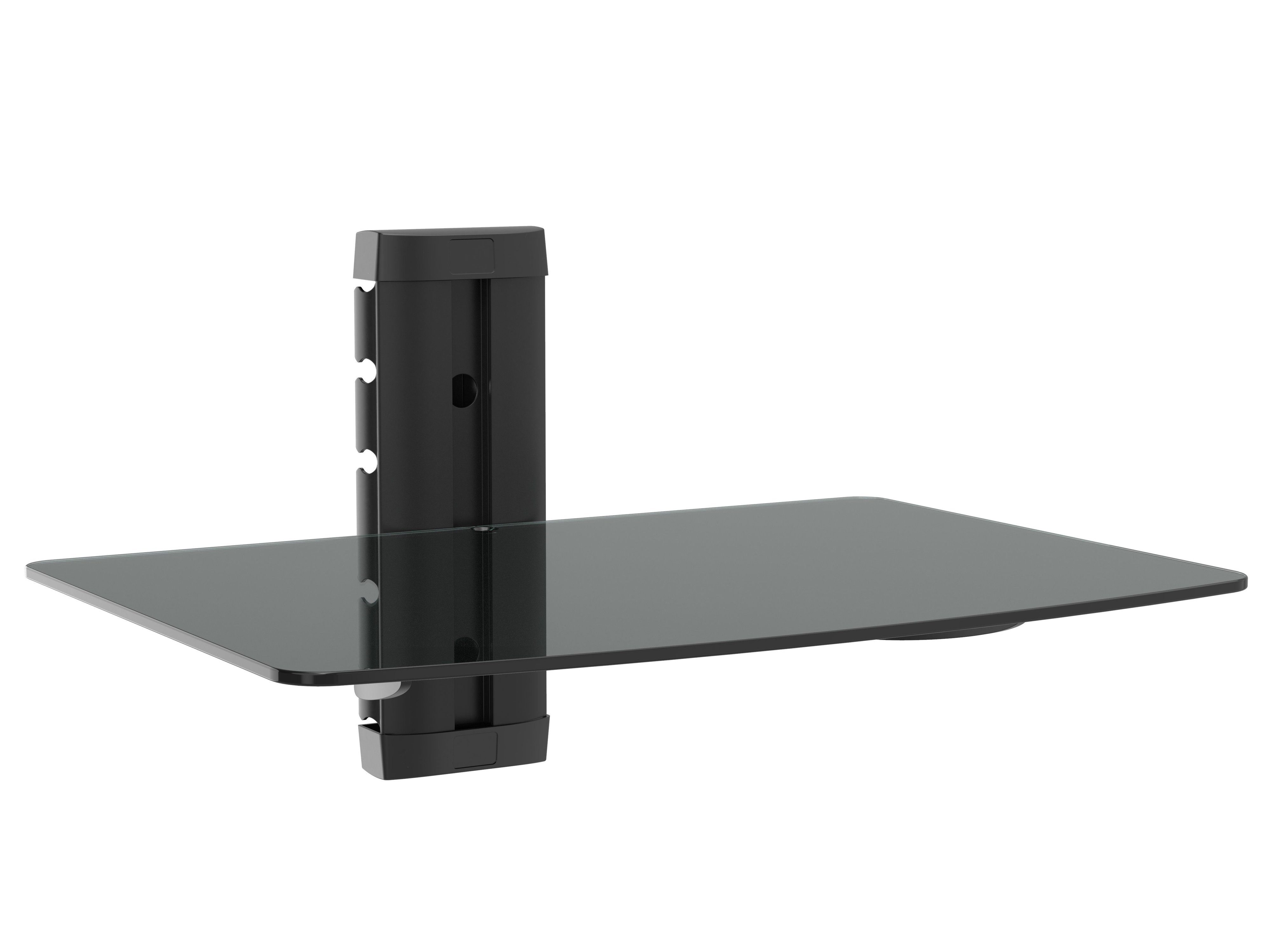 RICOO Halterung Universelle Wandhalterung für HiFi-Geräte Wandregal Glas Rack DVD-B1, (1-tlg., Hifi Rack mit Wandmontage Glasablage Regal für Konsole Wandmontage, Wand Regal aus Glas mit Kabelkanal Glaswandregal Glasplatte 5mm)