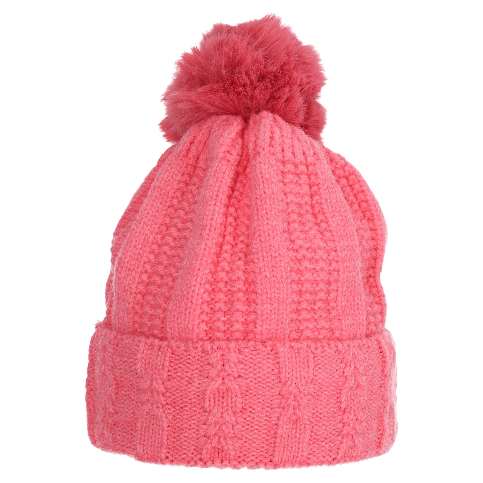cofi1453 Bommelmütze Wintermütze warm gefüttert mit Kunstfell Bommel-Mütze