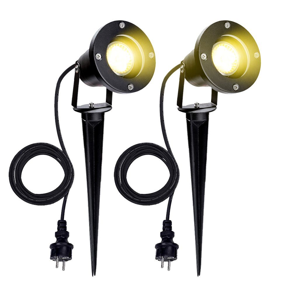 Clanmacy LED Gartenstrahler Gartenbeleuchtung mit Erdspieß 4W IP65 Gartenleuchte Warmweiß, LED fest integriert, Warmweiß