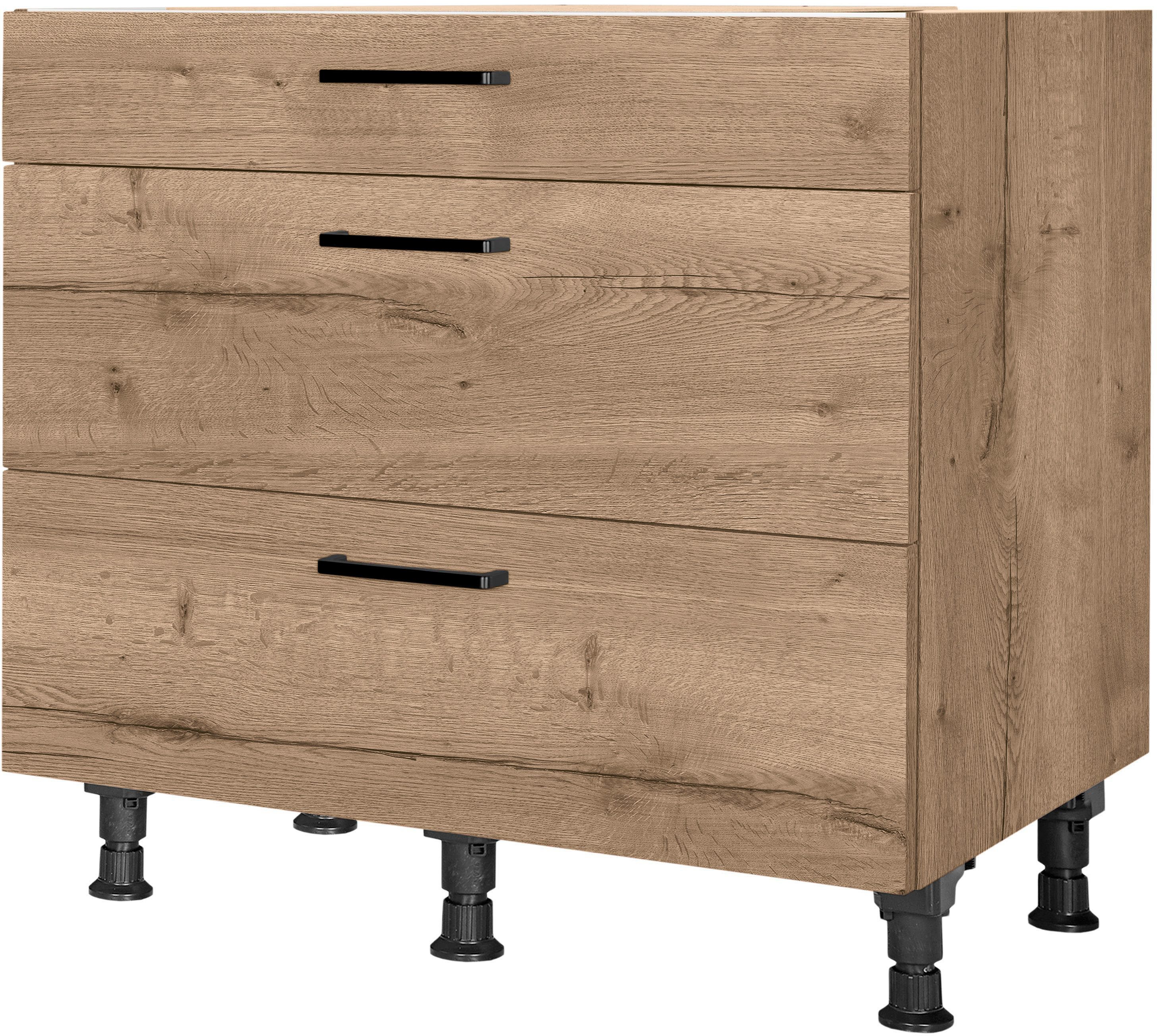 nobilia® Unterschrank "Structura", vormontiert, mit höhenverstellbaren Sockelfüßen, in den Breiten 30, 45, 60 und 90 cm, mit Schubkasten …