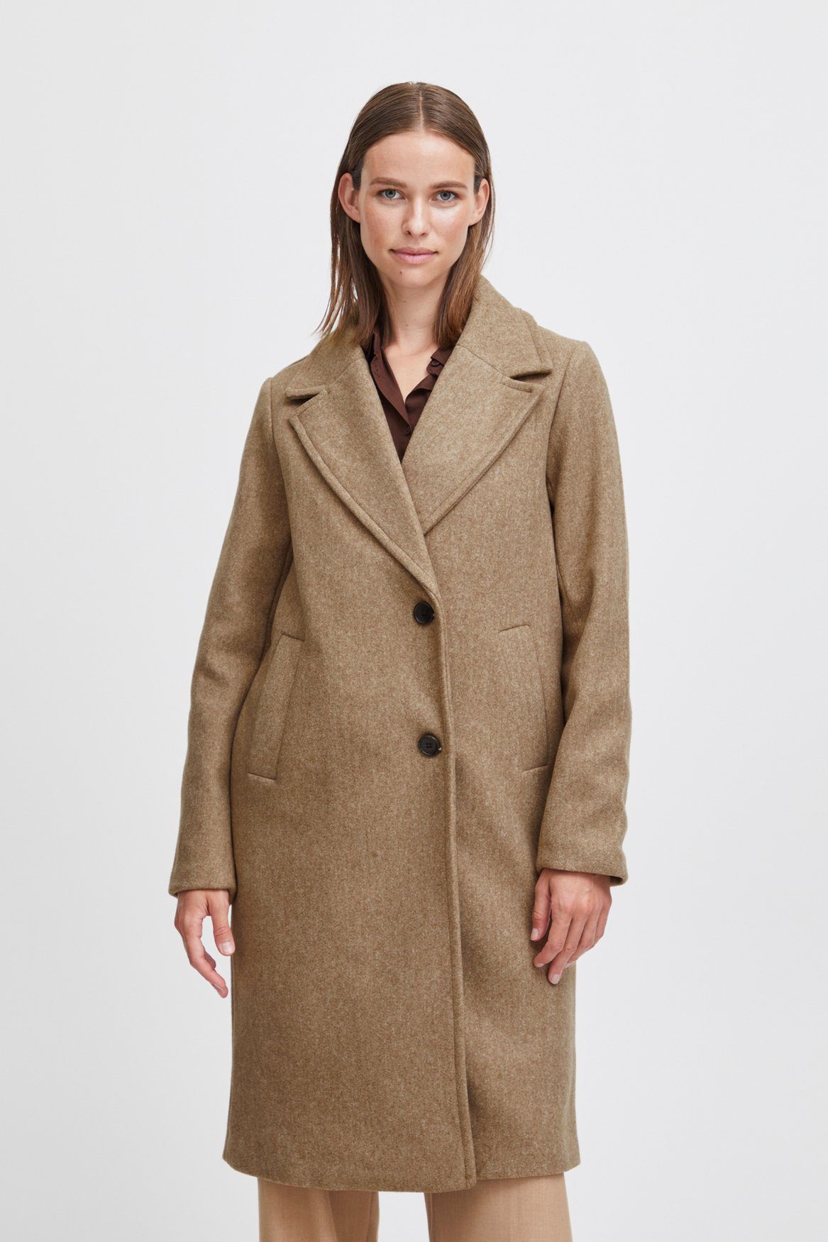 b.young Langmantel Mantel Reverskragen Jacke Lang BYCILIA COAT 3 6261 in Braun