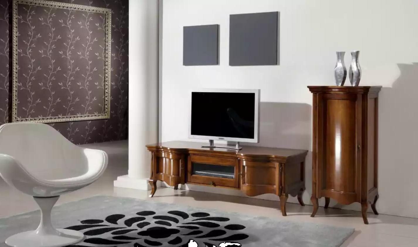 Xlmoebel Wohnwand Wohnzimmermöbel-Set aus Holz im klassischen italienischen Stil, (Set 2tlg. Wohnwand (TV-Ständer + Schrank), Hergestellt in Europa