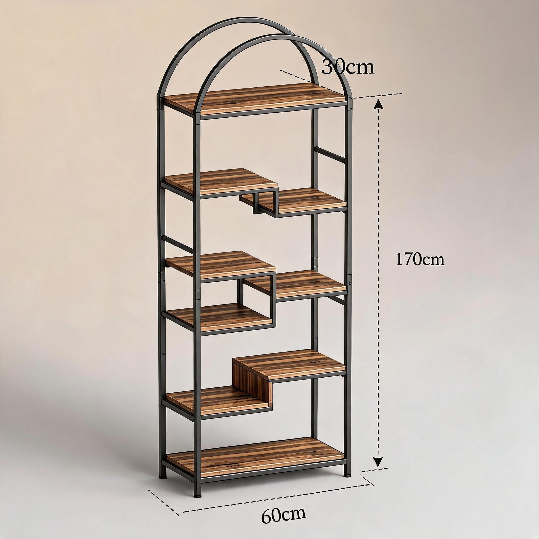 GarveeMore Bücherregal Multifunktionaler Standregal Stufenregal Stauraumregal Küchenregal, 1-tlg., 30x60x170 cm Regal Für Küche, Schlafzimmer Wohnzimmer oder Bü – Bild 3 von 5