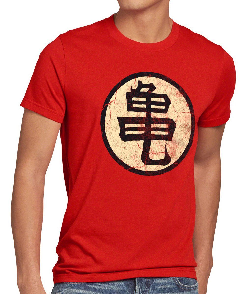 style3 Print-Shirt Herren T-Shirt dragon ball Roshis School gym son Turtle vegeta Goku db saiyajin rot