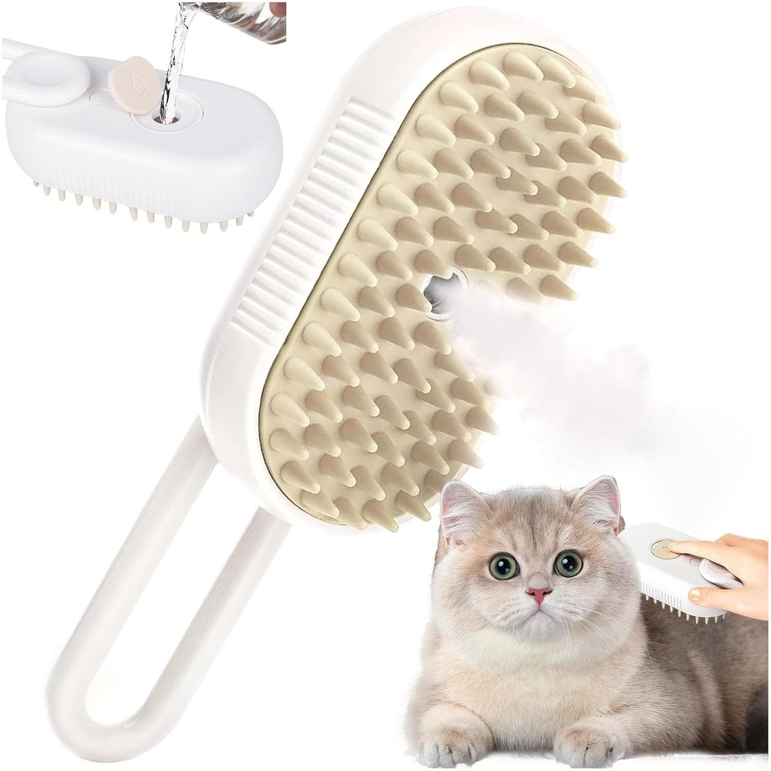 Fellbürste 3-in-1 Katzenbürste mit Dampf – Steamy Pet Brush zur Tierbürsten