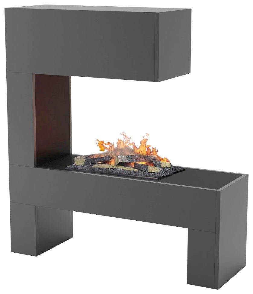 »Mozart«, GLOW Knistereffekt grau Feuer mit Wasserdampfkamin FIRE Elektrokamin mit integriertem 3D