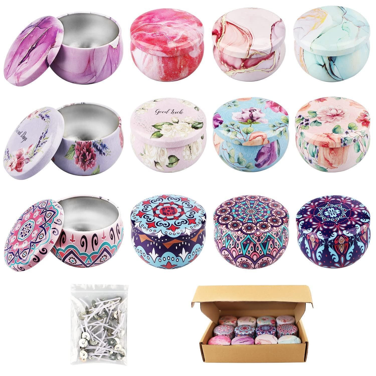 LuxusKollektion Duftkerze DIY Kerzen Set 12 Dosen Blumenmuster