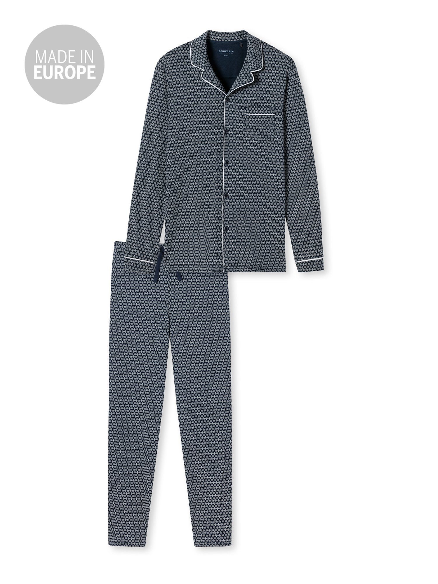 Schiesser Pyjama Fine Interlock dunkelblau