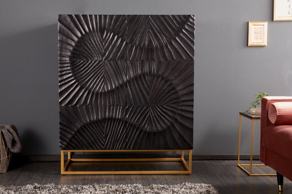 riess-ambiente Highboard SCORPION 120cm schwarz, Massivholz · Schrank · 3D günstig online kaufen