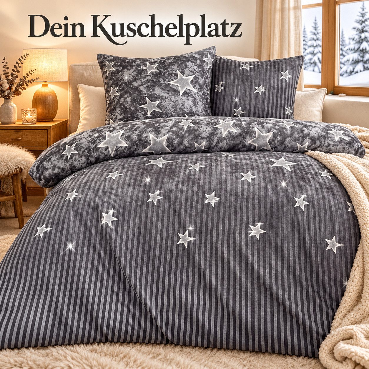 Leonado Vicenti Bettwäsche Mikrofleece warm Winter, Fleece, 2 teilig, Fleece Thermo-Bettwäsche, weich zur Haut, kuschelig in der Nacht – Bild 2 von 5