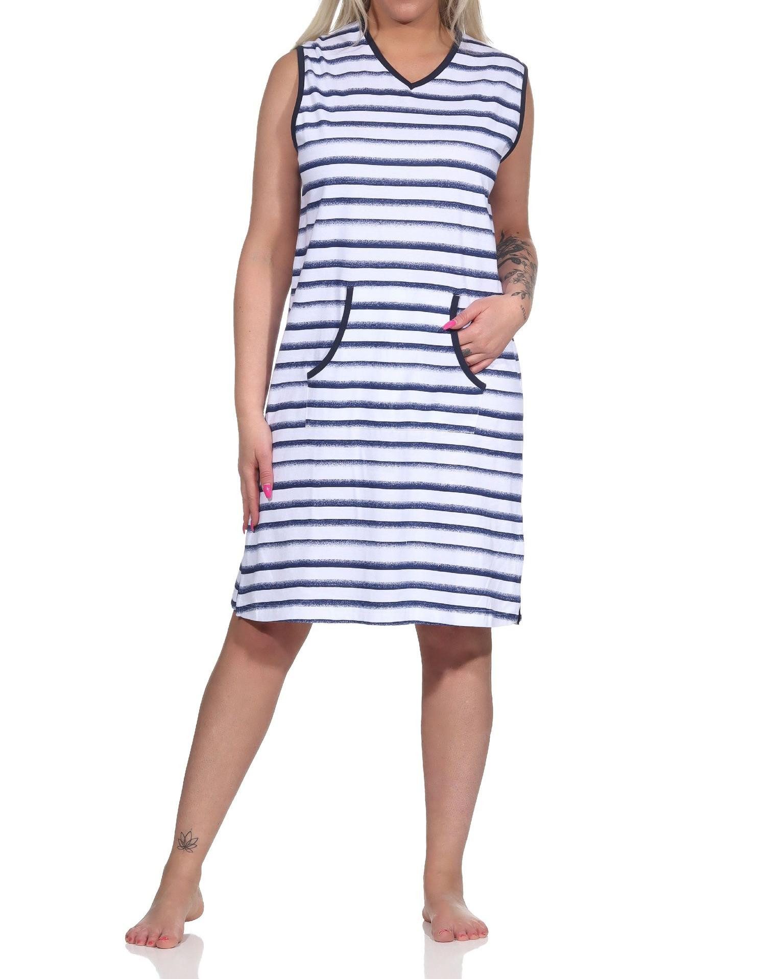 Normann Nachthemd Damen Achselträger Nachthemd Strandkleid in maritimer Streifenoptik