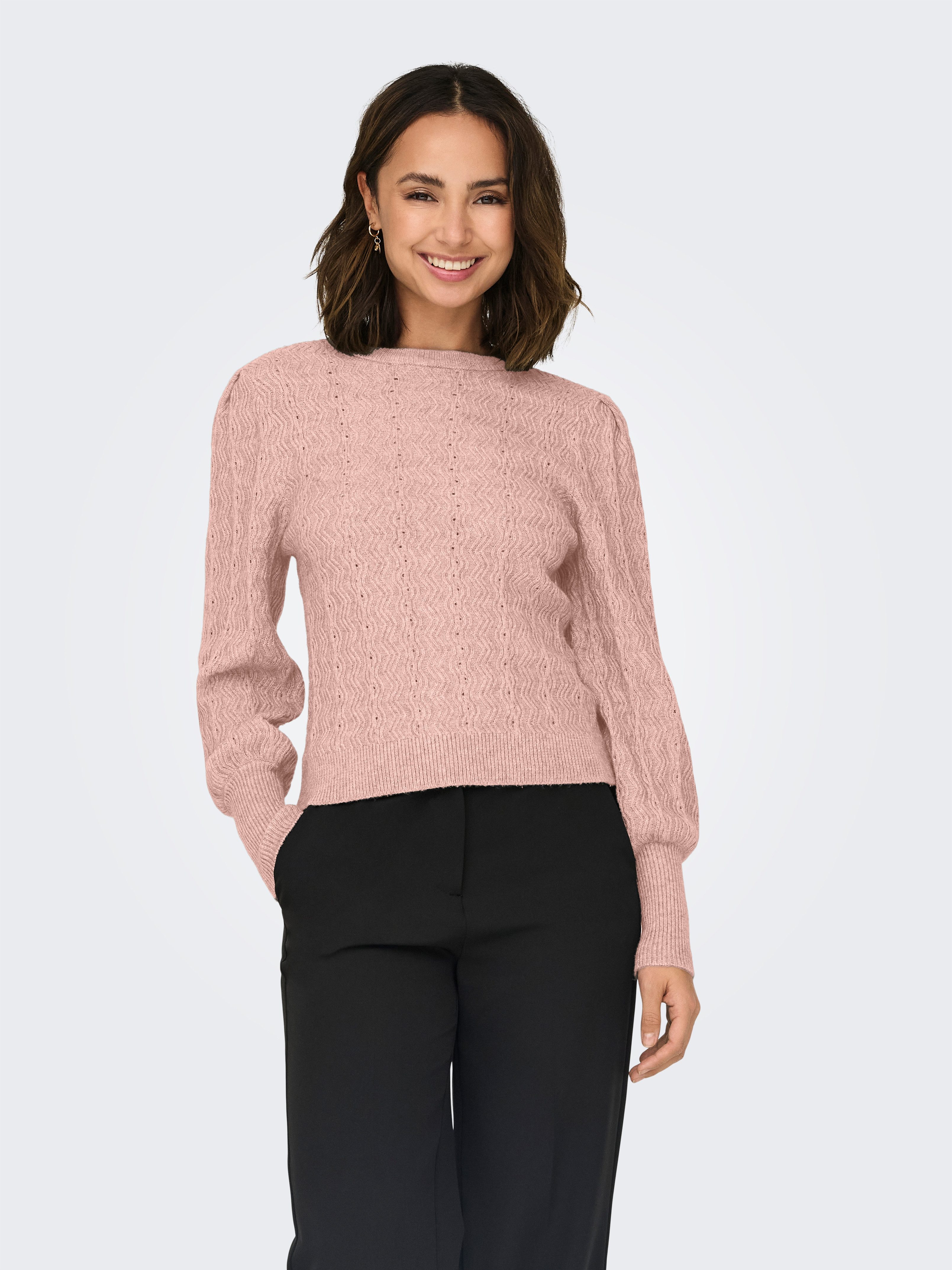 ONLY Rundhalspullover ONLKATIA LS STRUC PUFF ONECK CC KNT günstig online kaufen