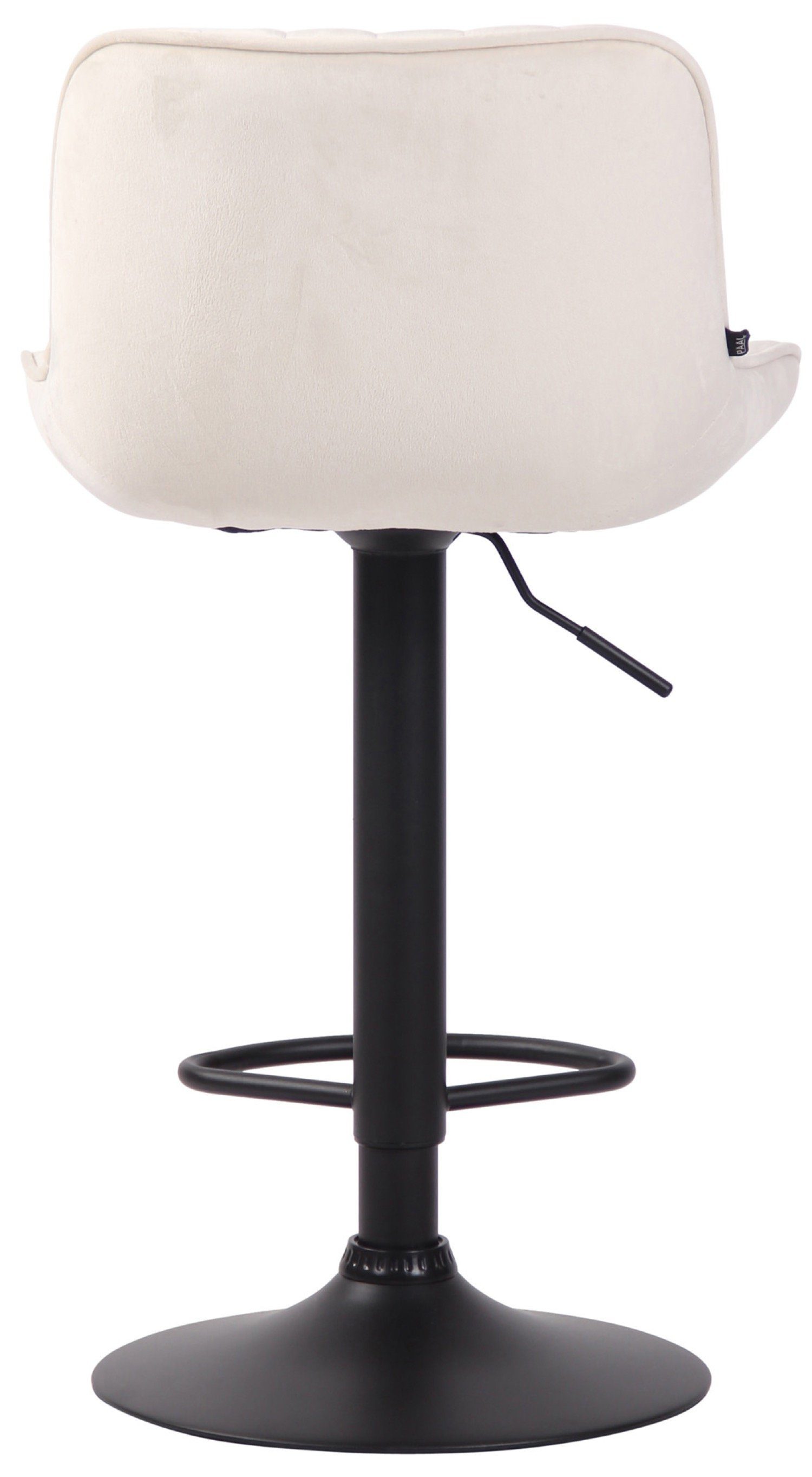 TPFLiving Barhocker Lento mit bequemer und Rückenlehne Samt 360° drehbar Metall angenehmer Creme schwarz Fußstütze höhenverstellbar), Sitzfläche: - - Theke (Barstuhl Hocker & für Küche und Gestell