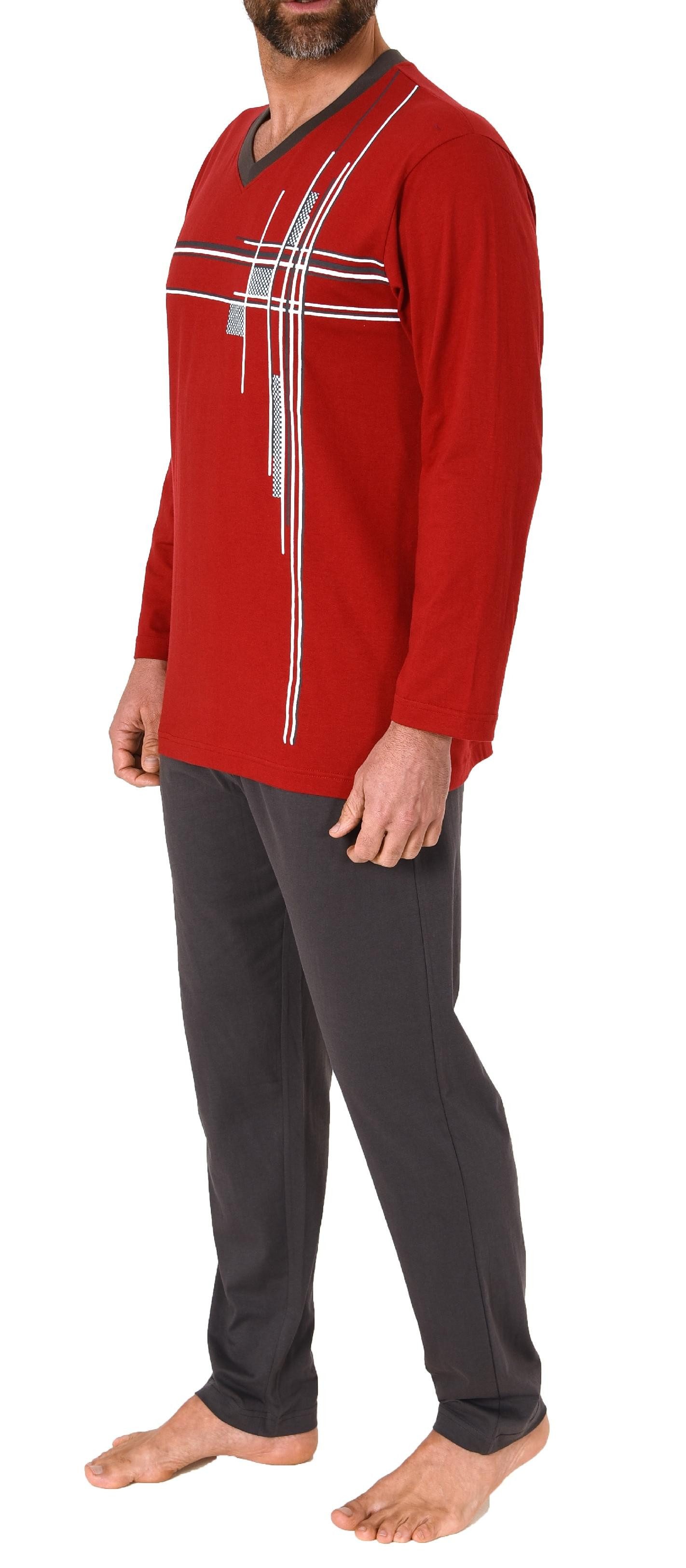 Normann Pyjama Herren Schlafanzug langarm Pyjama mit Frontprint - auch in Übergrößen – Bild 4 von 5