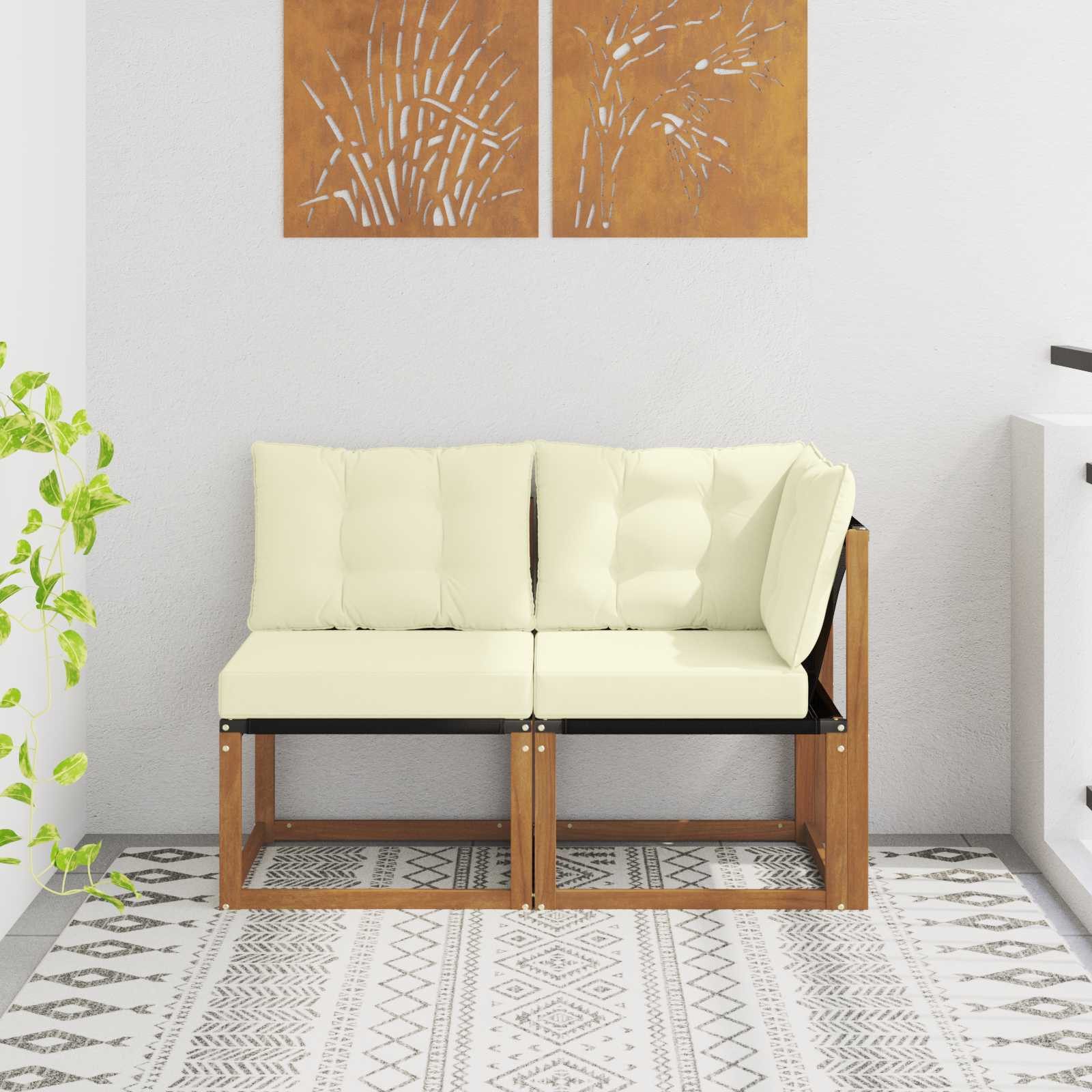 vidaXL Sofaelement 2 stk. Outdoor Mittel- und Ecksofa Natur (2 St)