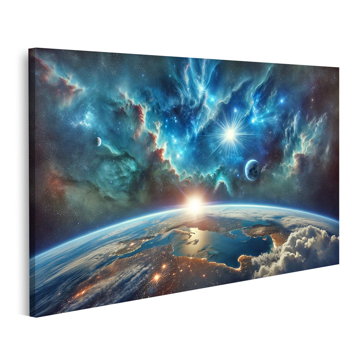 Leinwandbild Weltraumszene von der Erde aus dramatischer Blick