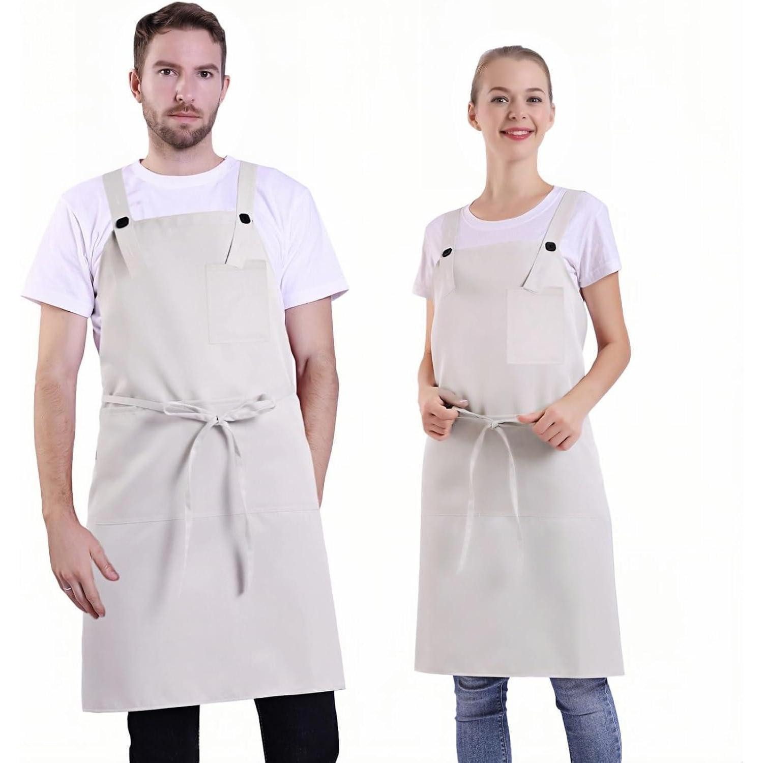 LuxusKollektion Kochschürze Schürze Tasche verstellbar Damen Herren Küche Kochen Beige