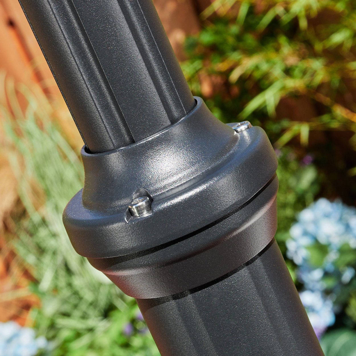 hofstein Außen-Stehlampe Wegeleuchte aus Metall/Glas in Schwarz/Klar, ohne Leuchtmittel, Kandelaber, Gartenbeleuchtung IP44, 2x E27, ohne Leuchtmittel