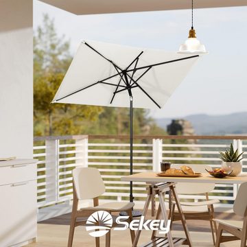 Sekey Balkonschirm 200 x 125 cm Rechteckiger Sonnenschirm mit Schnellöffnungs-Knopf UV50+, LxB: 200,00x125,00 cm, Windfest, Kippbar, ohne Sonnenschirmhalter, Balkongeländer