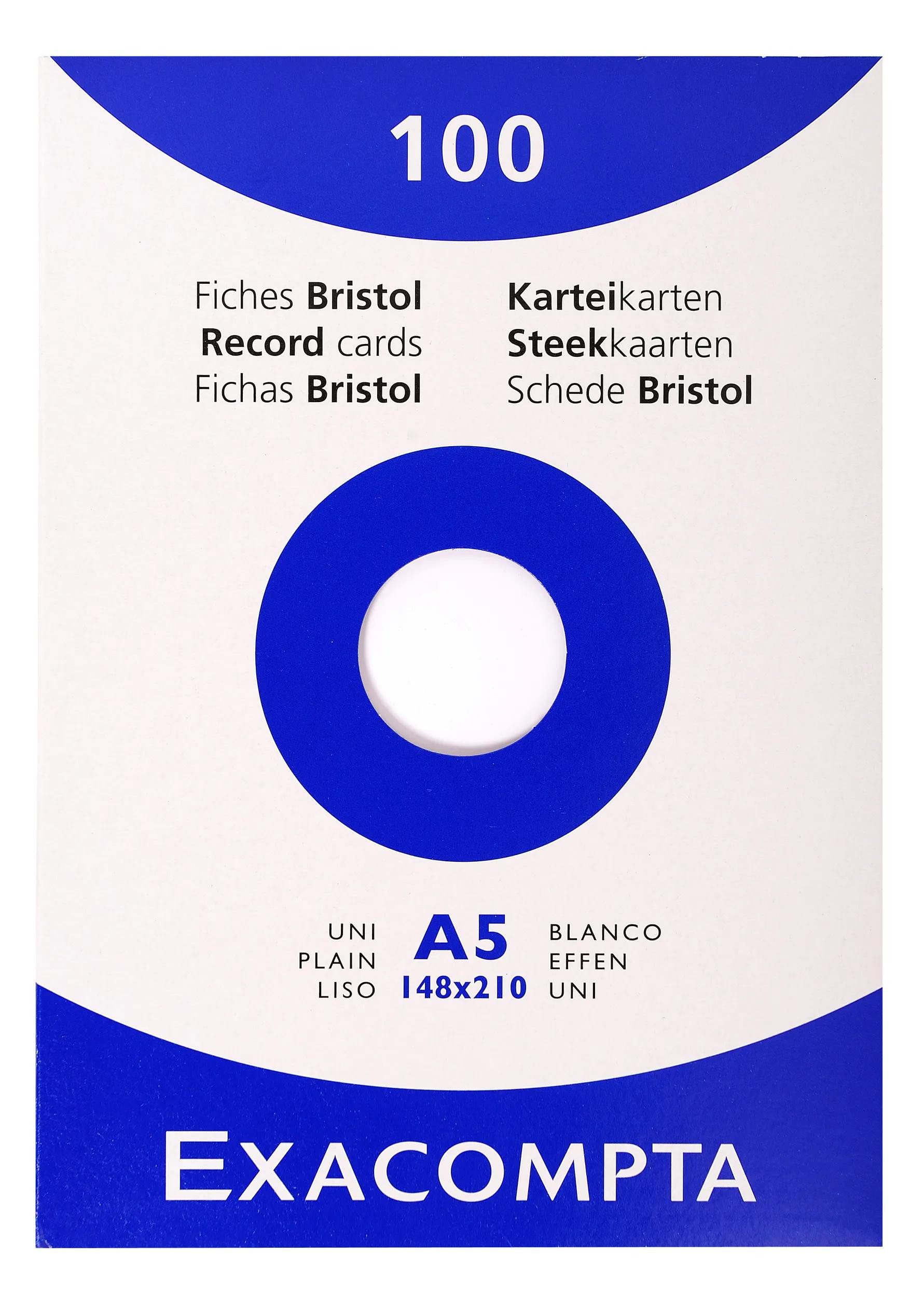 EXACOMPTA Karteikarten 10x Karteikarten A5 blanko, Faltschachtel mit 100 Stück, Weiß, 13308E, Karteikarten