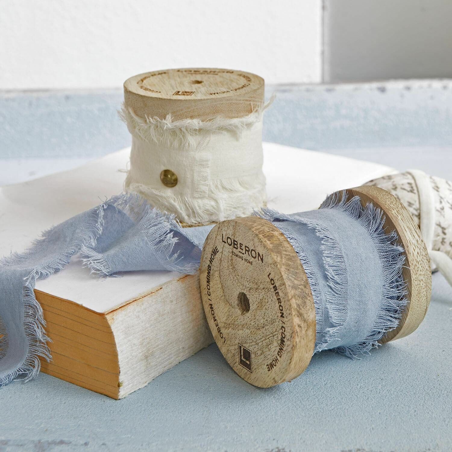 Mirabeau Geschenkband Band 2er Set Valethor blau/creme