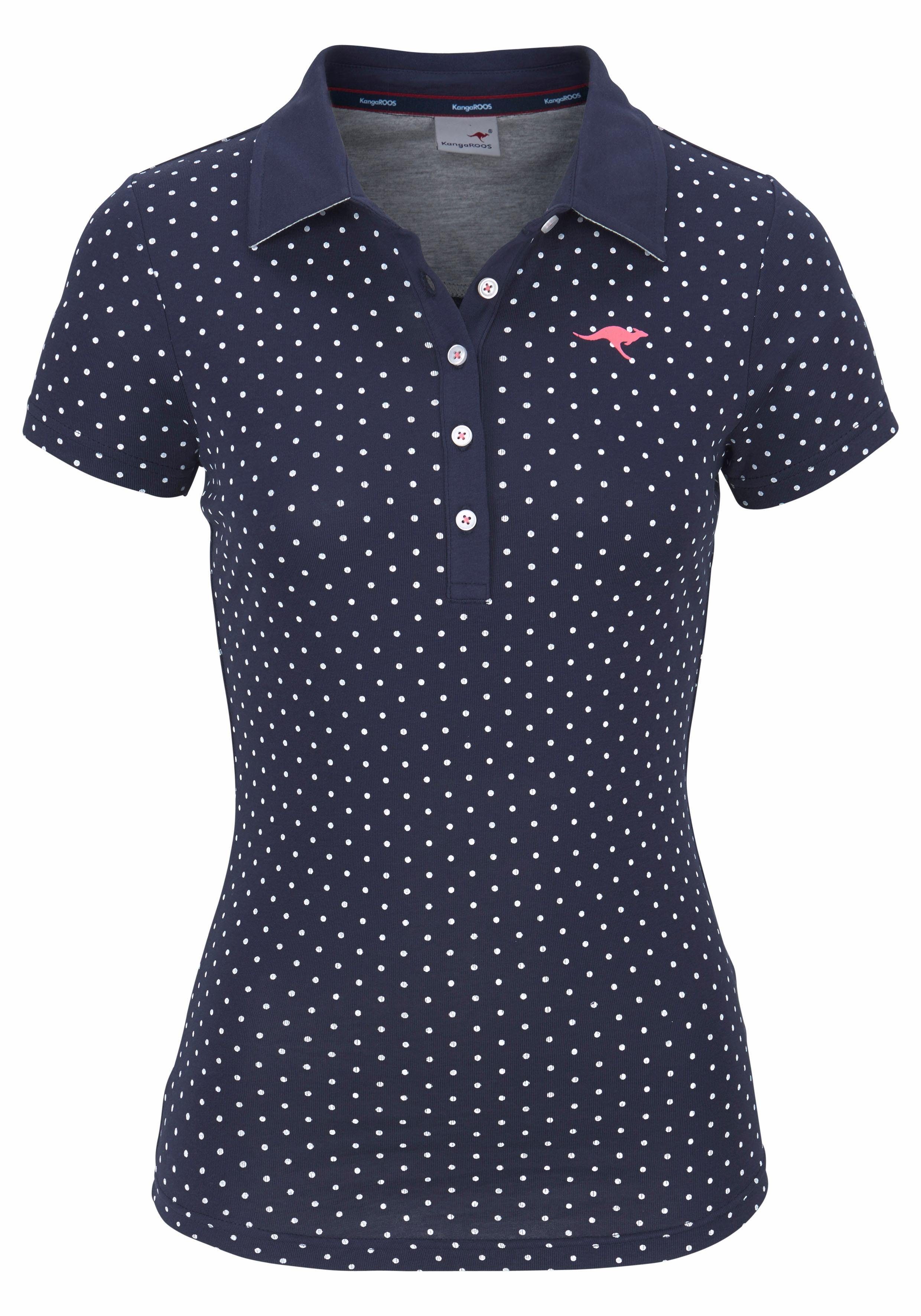 KangaROOS Poloshirt figurbetonter Schnitt, bedrucktes Punkte-Motiv, Hemdblusenkragen – Bild 5 von 5