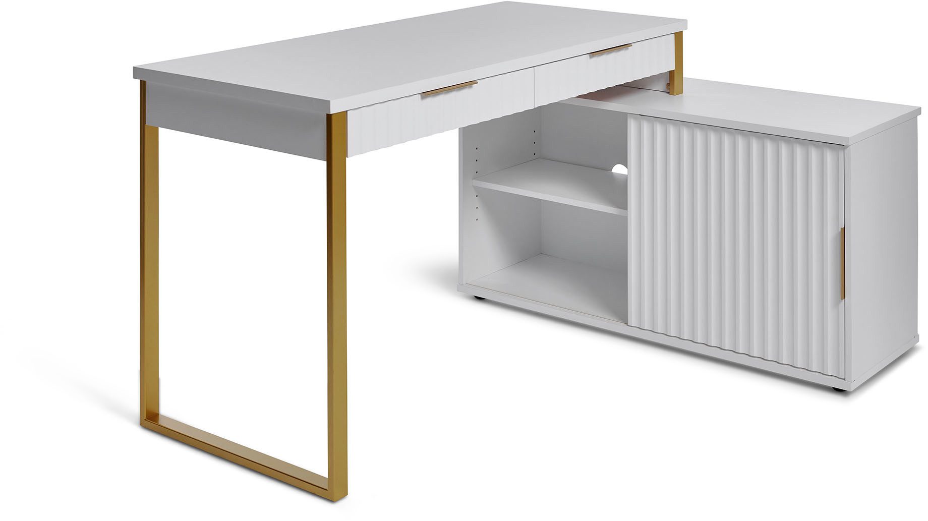 Jahnke Eckschreibtisch CARVE C 145 E (1-St), wechselseitig montierbar, mit Schiebetür, Schenkelmaß 144 x 115 cm