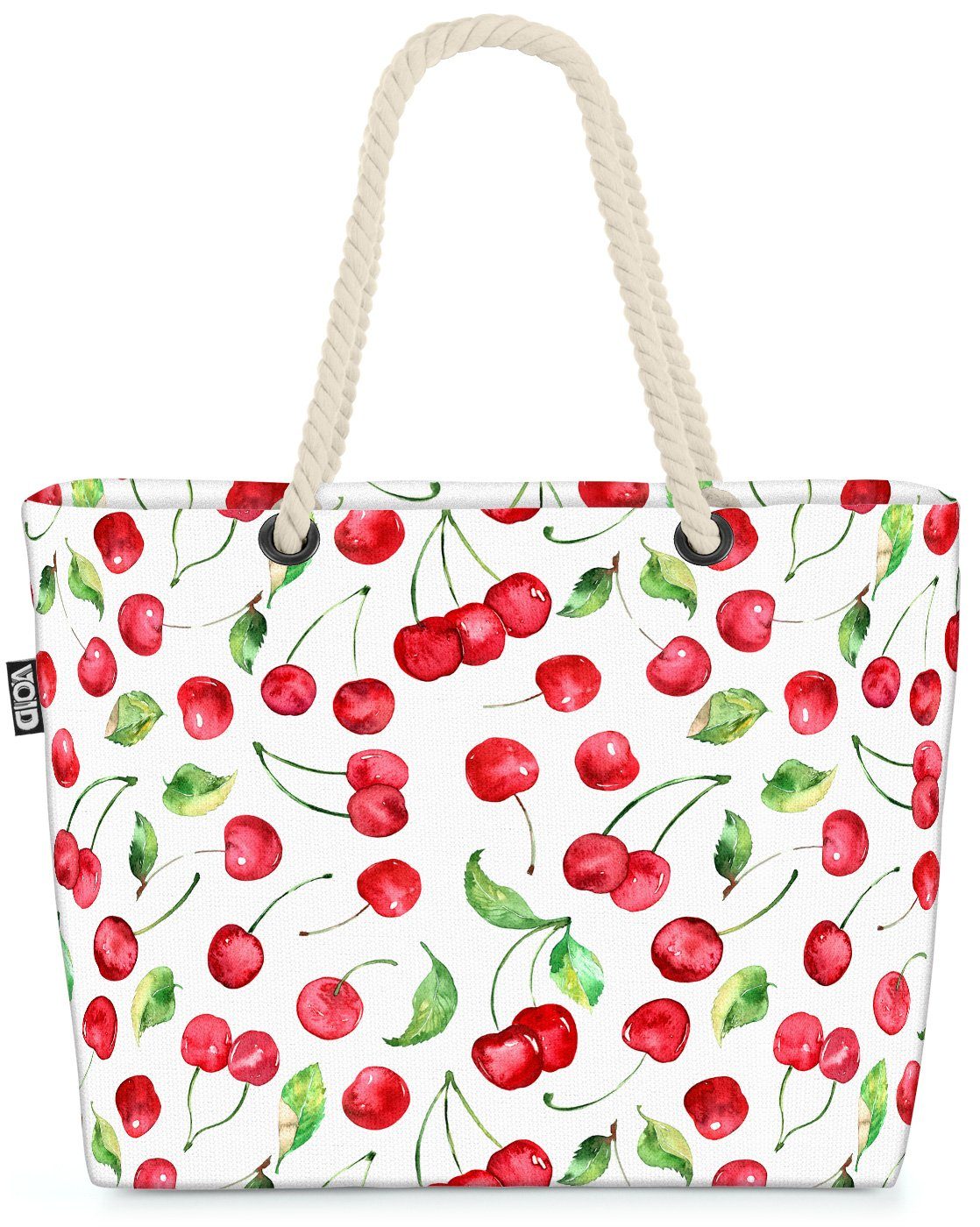 VOID Strandtasche (1-tlg), Sommer Kirschen Beach Bag Kuchen Marmelade Kirschbaum Garten Steinfrüchte Obst